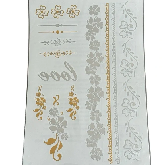 METALLIC Temporary Body Gold & Silver Tattoos - Picture 2 of 3